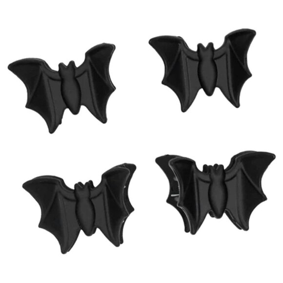 Mini Bat Hair Clips Set of 4 Black Gothic Halloween Accessories for Hair - Picture 1 of 2